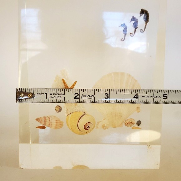 1970 Lucite Acrylic Bookends Nautical Ocean Beach Seashells Seahorses Starfish - Picture 14 of 16